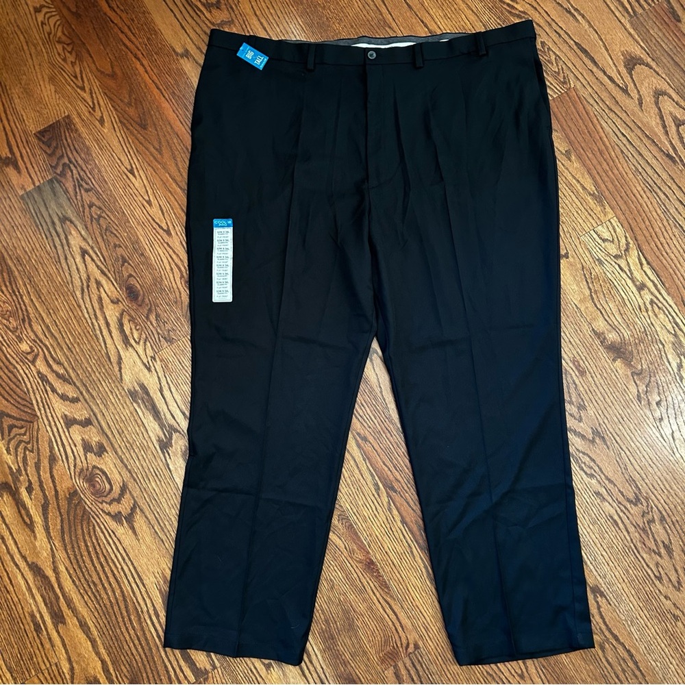 Haggar Men's Black Dress Pants, Big & Tall 52W x 34L, Cool 19 Pro Gabardine